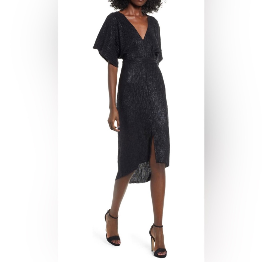 ASTR the Label V-neck High/Low Midi Dress